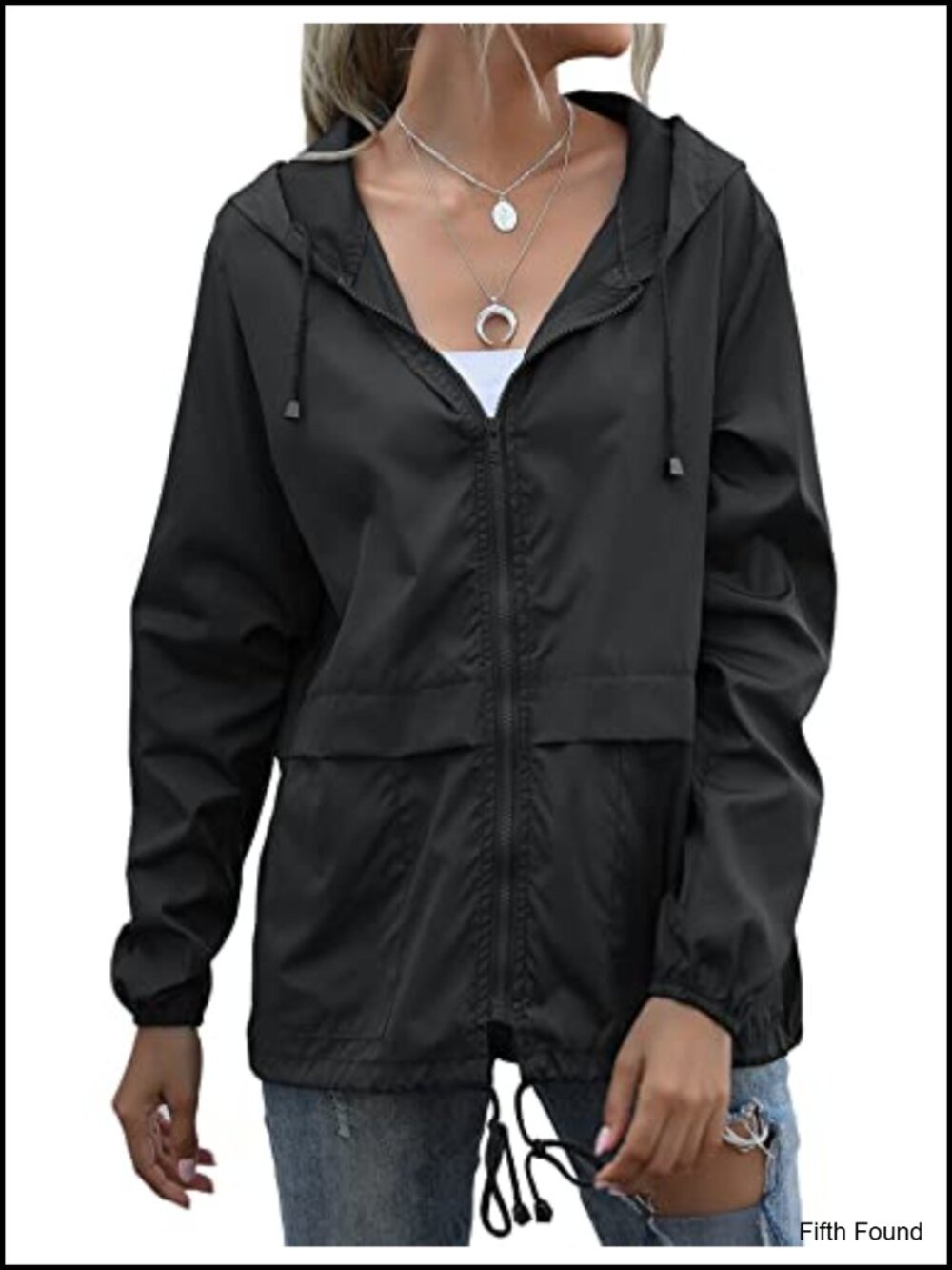 Women's Waterproof Raincoat Lightweight Hooded Windbreaker with Pockets